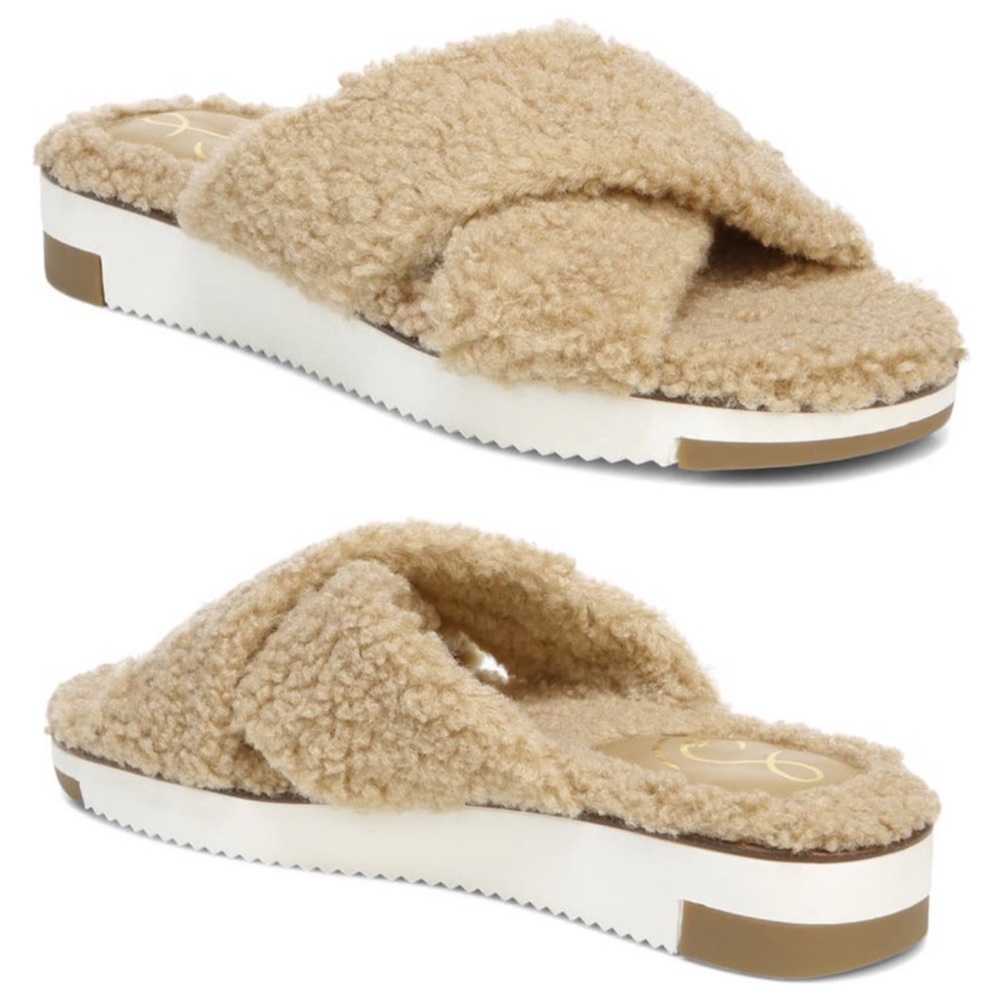 Sam Edelman | New With Box Alice Faux Fur Camel Shearling Slides